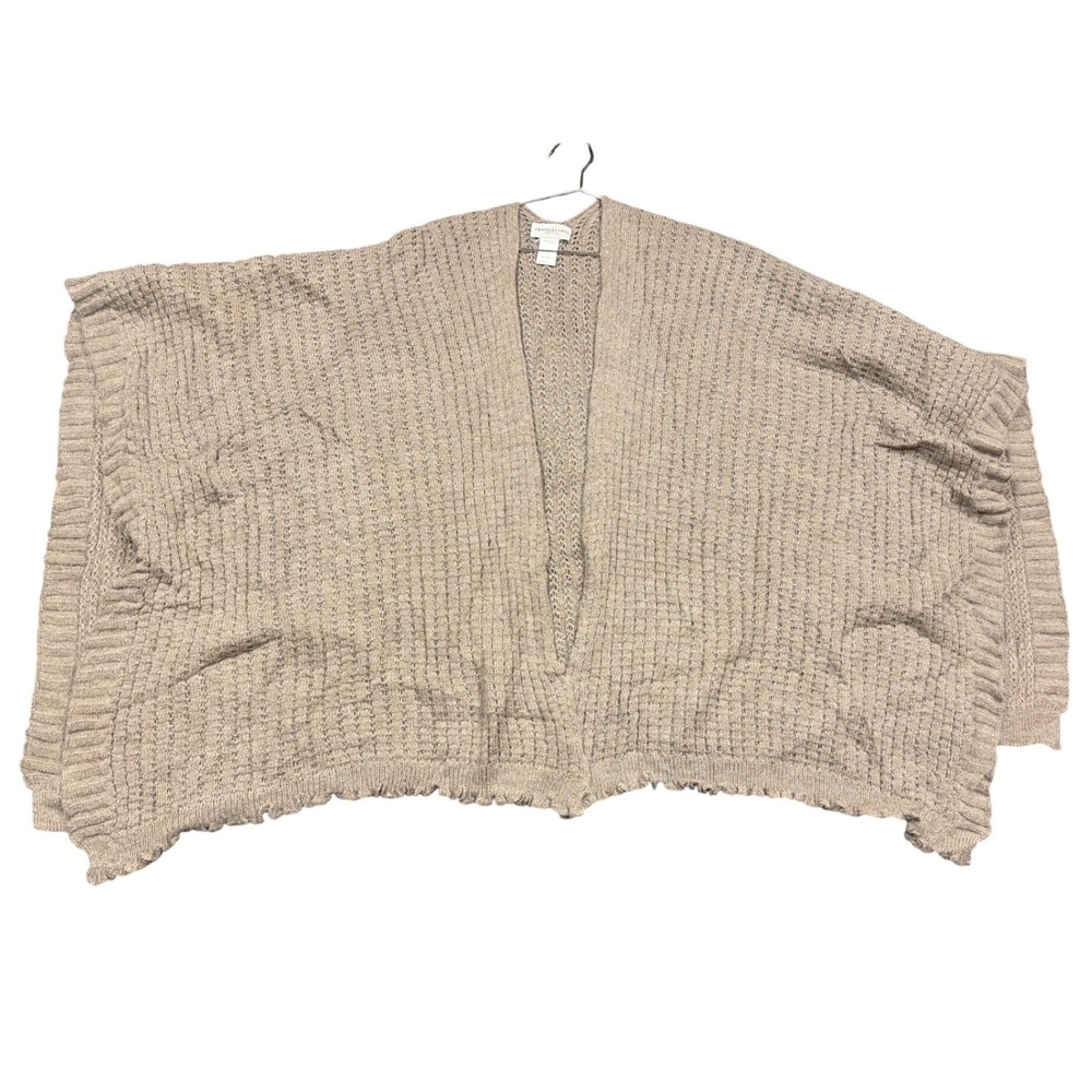 Fratelli Talli Poncho Womens OS Tan Mohair Wool Open Front Knit Italy Wrap Cape